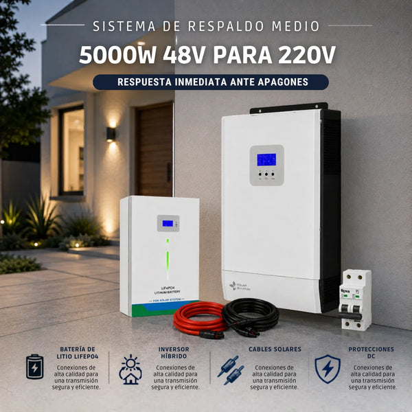 Sistema de respaldo litio medio 5000w 48v para 220v