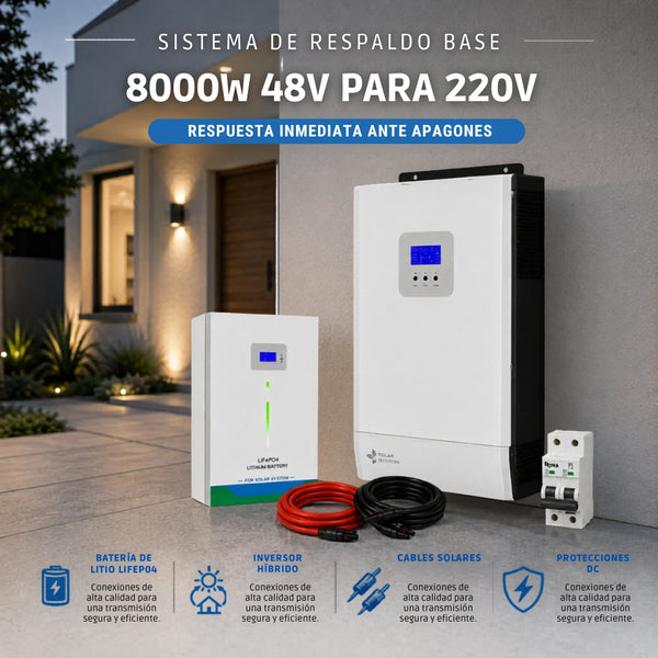 Sistema de respaldo litio base 8000w 48v para 220v