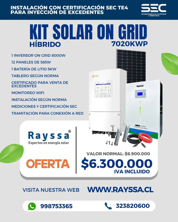 KIT SOLAR ON GRID HÍBRIDO 7020Wp