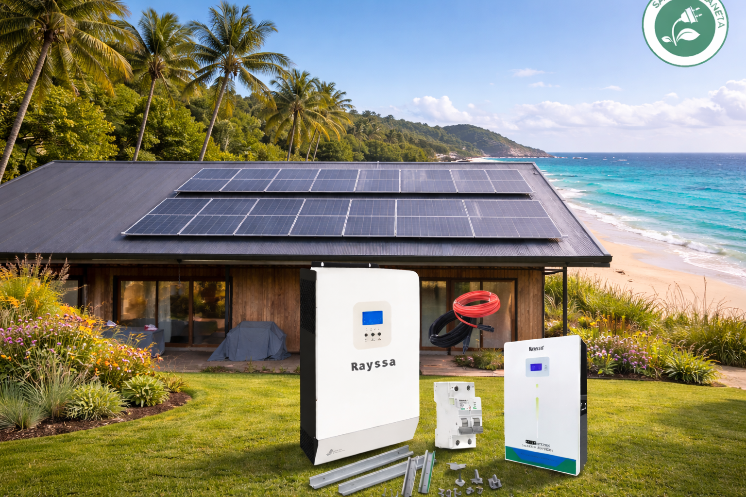 Kit solar litio off grid hibrido alta eficiencia base de 5000w