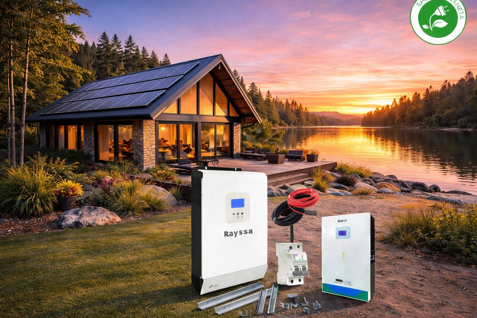 Kit solar litio off grid hibrido alta eficiencia base de 6000w