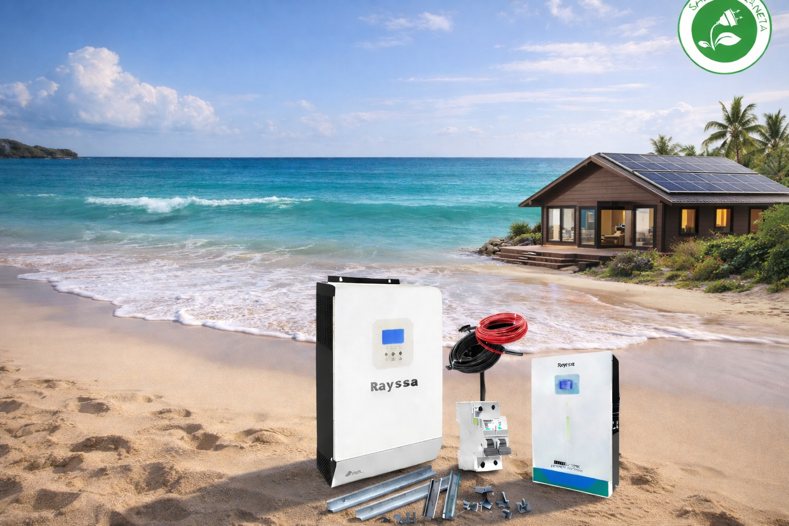 Kit solar litio off grid hibrido alta eficiencia base 8000w