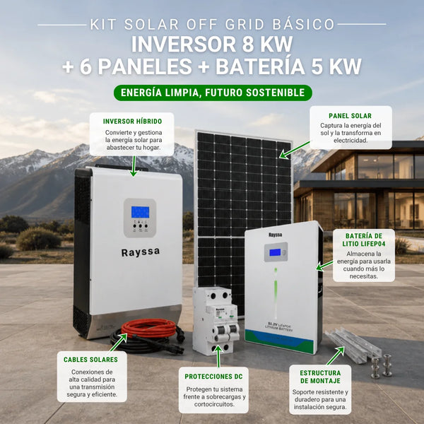 Kit Solar Off Grid Básico 8000W | 6 Paneles + Batería 5 kW