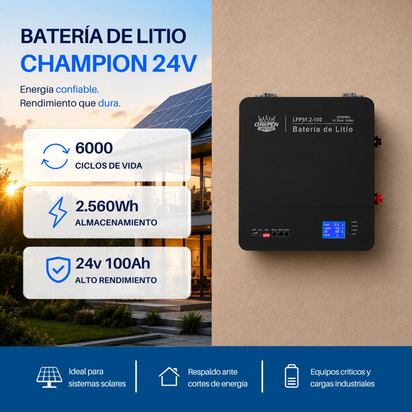 Batería de litio Champion 2.56kw 24v 100 ah