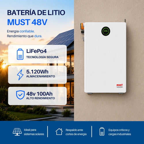 Bateria litio interperie must 48v 5120w/h 100a