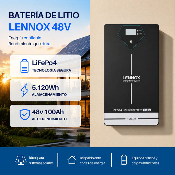 Bateria de litio muro Lennox 5120wh 48v 100 ah