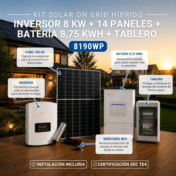 Kit solar on grid híbrido 8190Wp