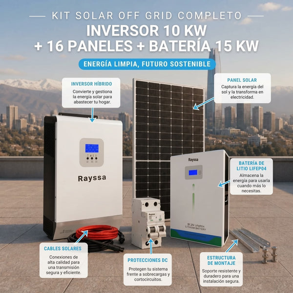 Kit Solar Off Grid Completo 10000W | 16 Paneles + Batería 15 kW