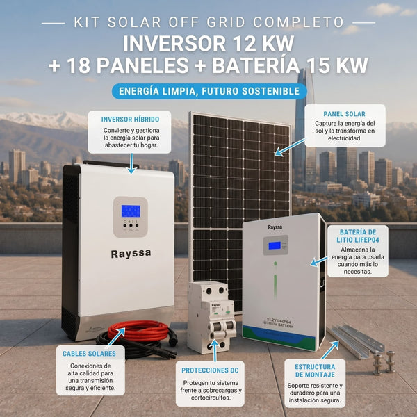 Kit Solar Off Grid Completo 12000W | 18 Paneles + Batería 15 kW