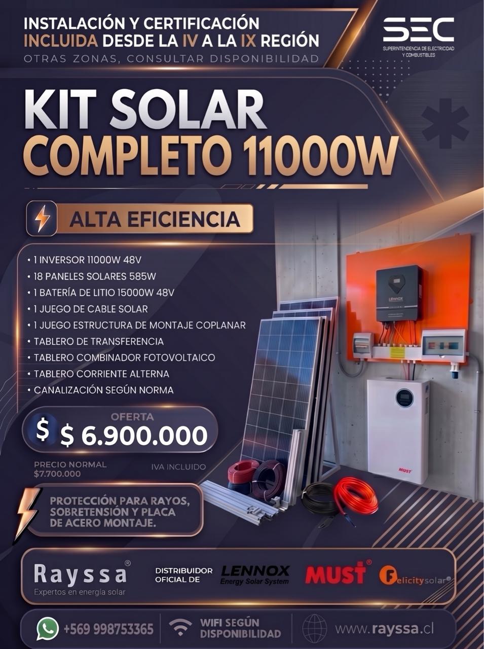 Kit Solar Off Grid Completo 11000W | 18 paneles + batería 15kW