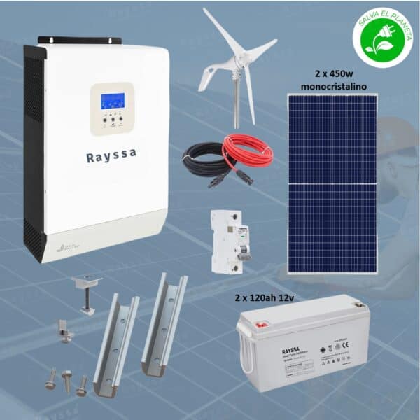 kit solar 2 3000w alta eficiencia eolico