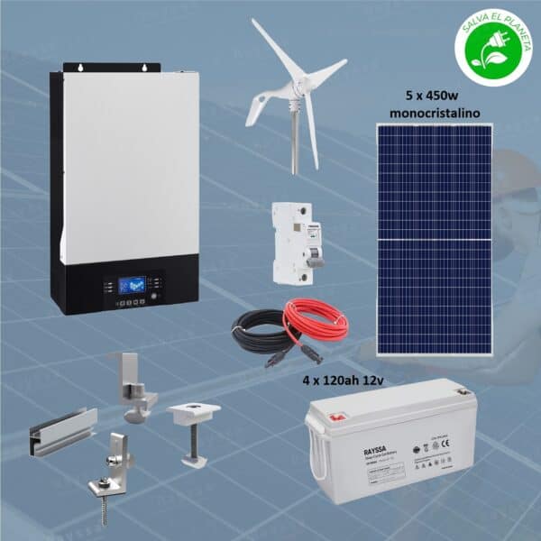 kit solar 2 5000w alta eficiencia eolico